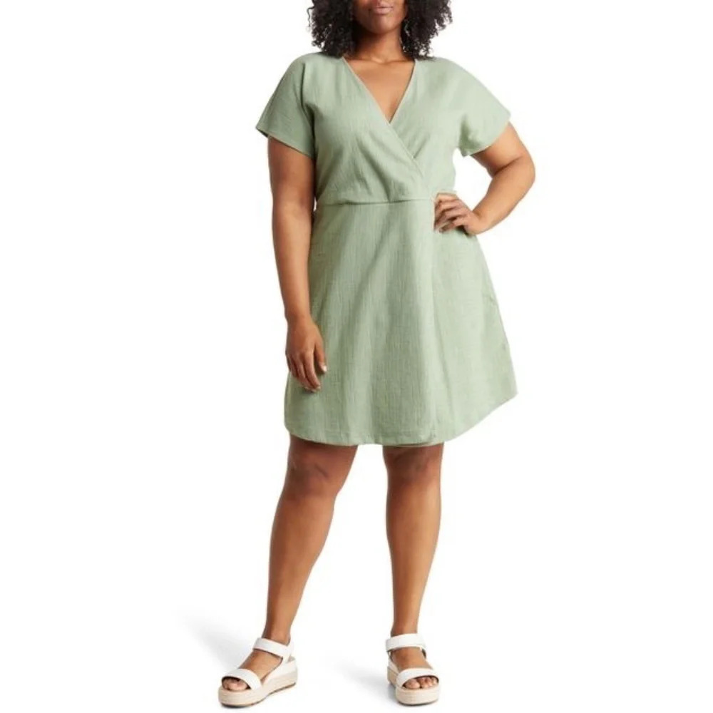 New! Madewell V-neck Wrap Dress, light green nwt 16314